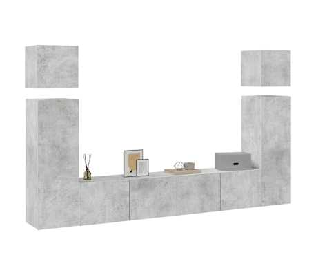 vidaXL 8 r&eacute;szes betonsz&uuml;rke szerelt fa TV-szekr&eacute;nyszett