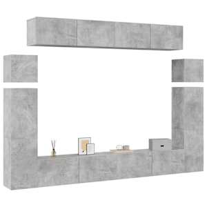vidaXL Televizoriaus spintelių komplektas, 8 dalių, betono, mediena