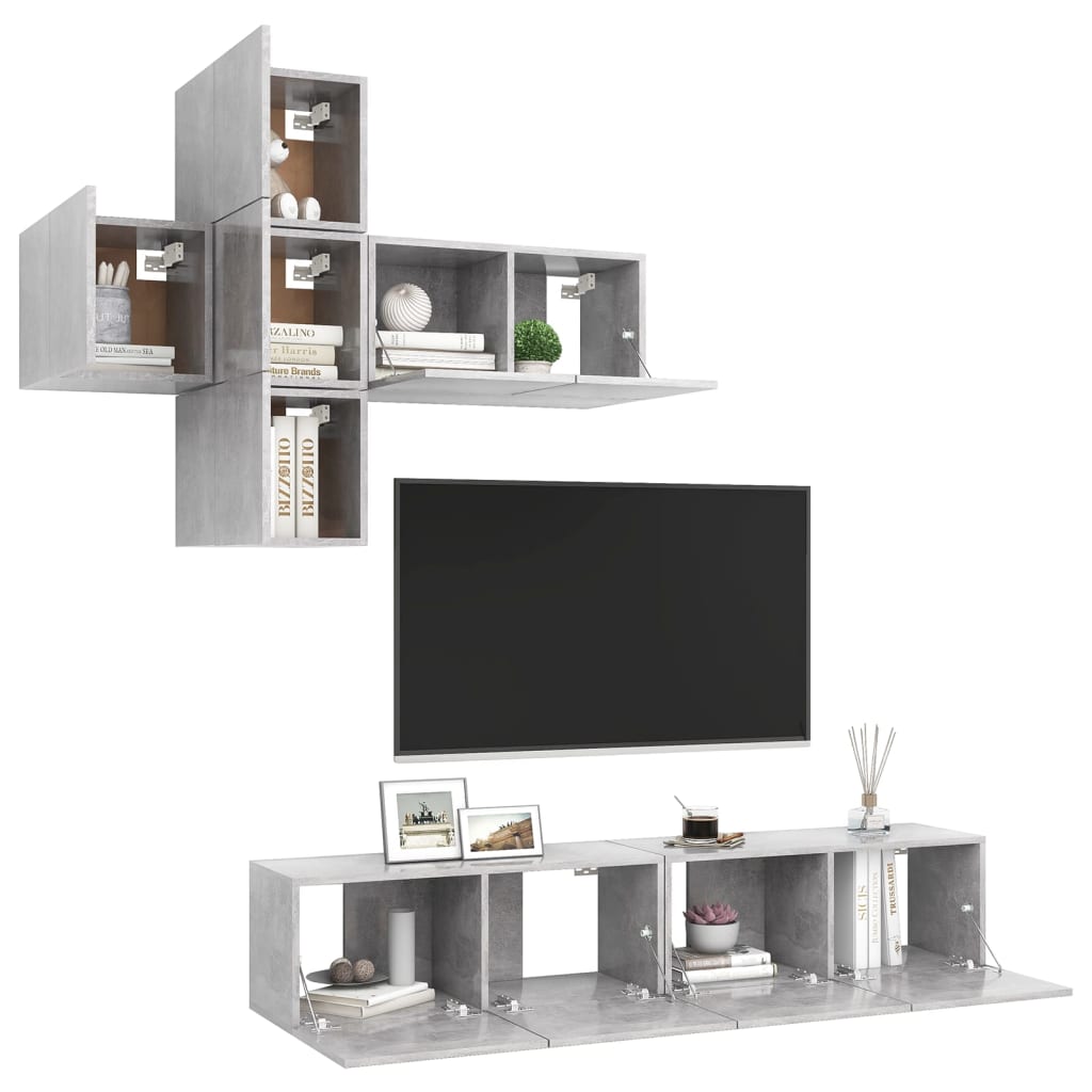 

vidaXL 7-delige Tv-meubelset spaanplaat betongrijs
