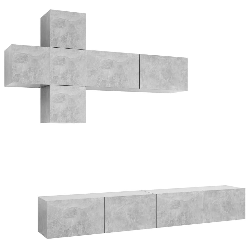 

vidaXL 7 Piece TV Cabinet Set Concrete Gray Chipboard