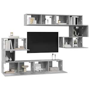 8dílný set TV skříněk betonově šedý kompozitní dřevo - obrázek 3