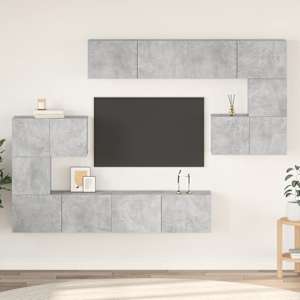 8dílný set TV skříněk betonově šedý kompozitní dřevo - obrázek 1