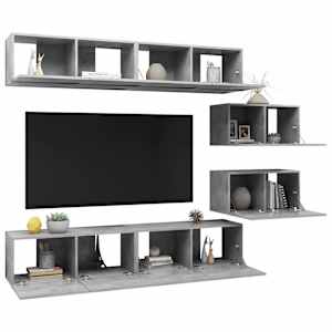 6dílný set TV skříněk betonově šedý kompozitní dřevo - obrázek 3