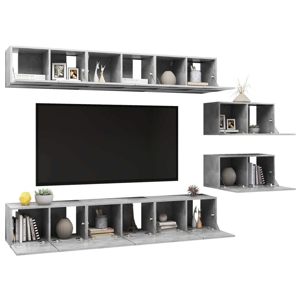 

vidaXL Tv-meubelen 8 st spaanplaat betongrijs