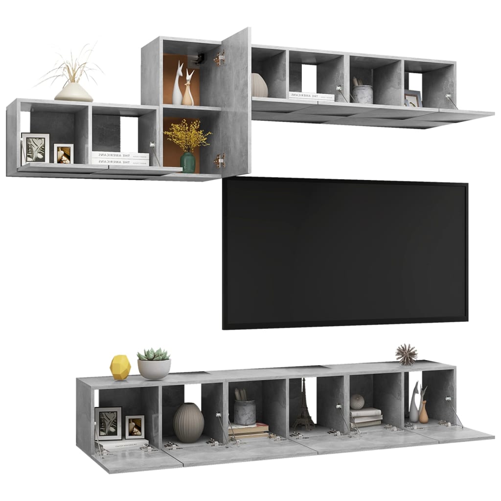 

vidaXL 7-delige Tv-meubelset spaanplaat betongrijs
