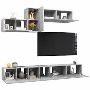 6dílný set TV skříněk betonově šedý kompozitní dřevo - obrázek 3
