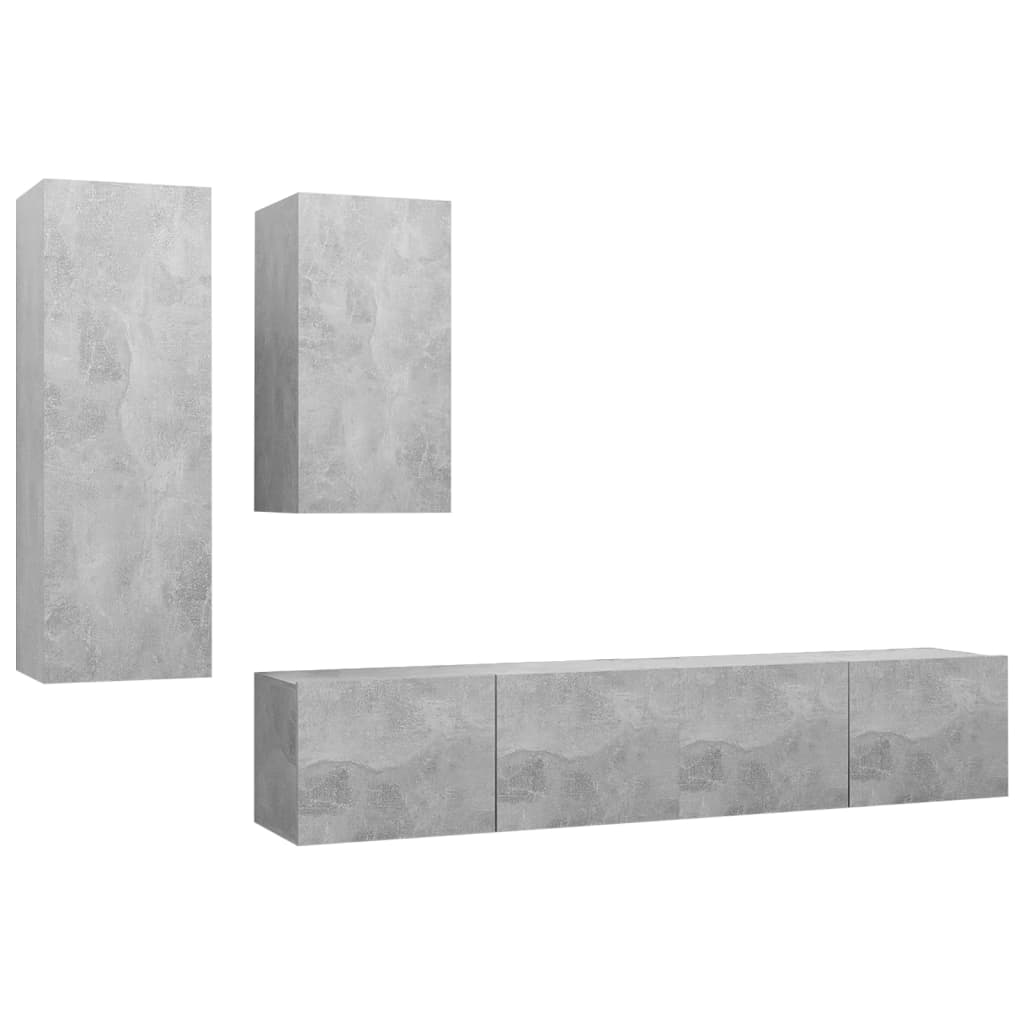 

vidaXL 4 Piece TV Cabinet Set Concrete Gray Chipboard