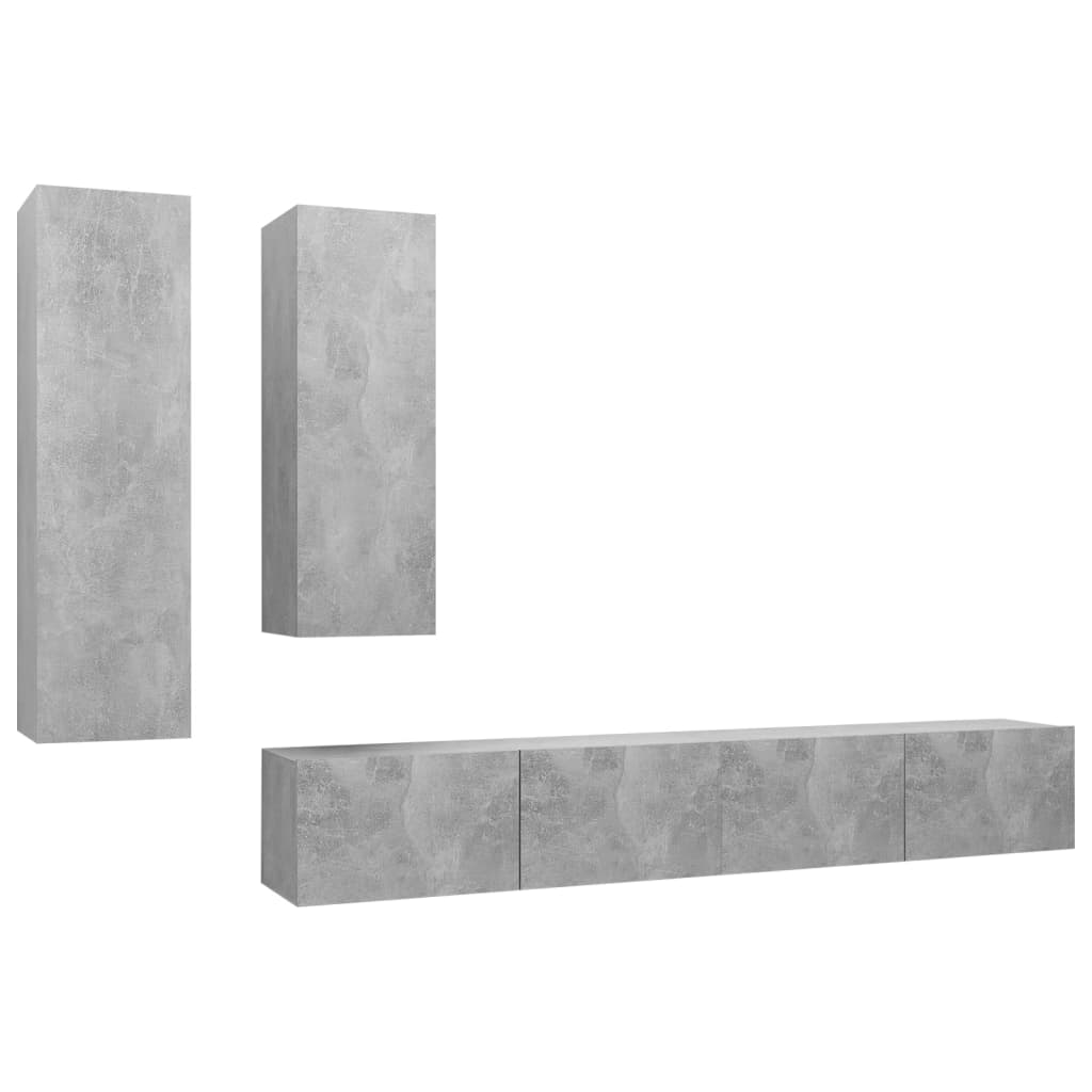 

vidaXL 4 Piece TV Cabinet Set Concrete Gray Chipboard