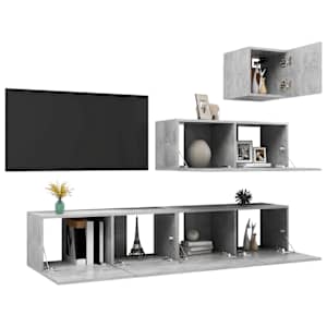 4dílný set TV skříněk betonově šedý kompozitní dřevo - obrázek 3