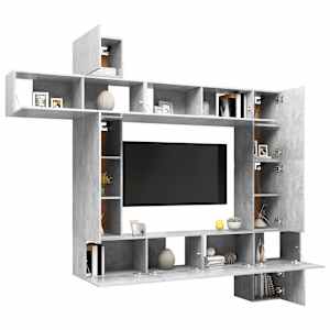 9dílný set TV skříněk betonově šedý kompozitní dřevo - obrázek 3