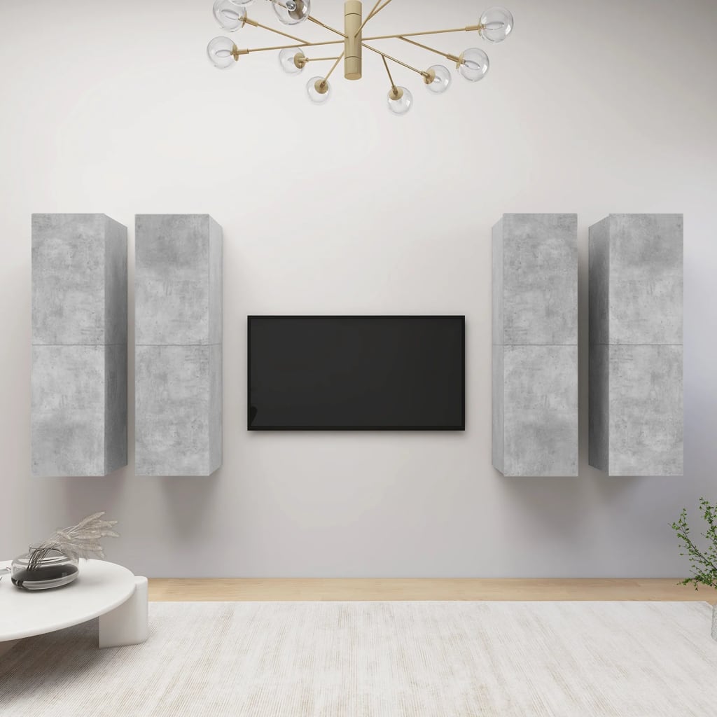 TV skříňky 4 ks betonově šedé 30,5 x 30 x 110 cm dřevotříska