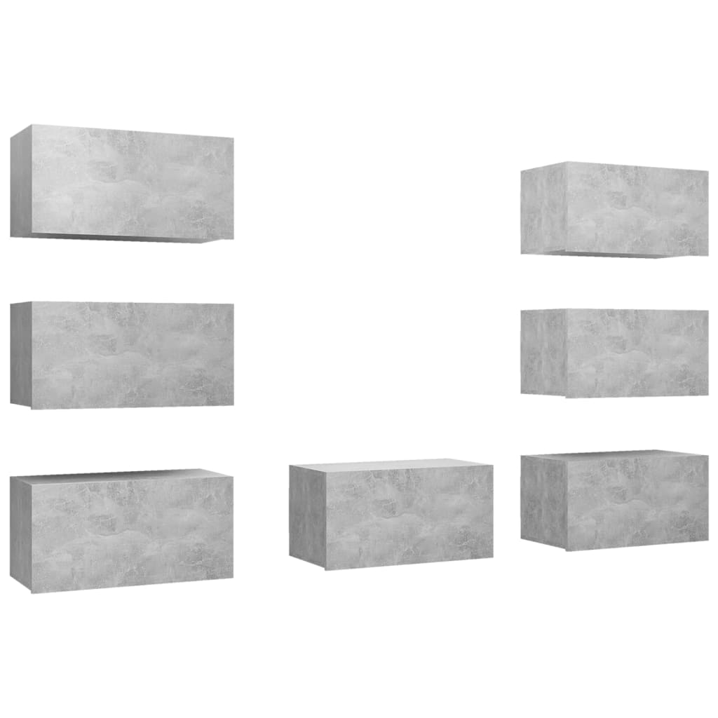 vidaXL TV stolky 7 ks betonově šedé 30,5 x 30 x 60 cm dřevotříska