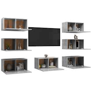 TV stolky 7 ks betonově šedé 30,5 x 30 x 60 cm dřevotříska - obrázek 3