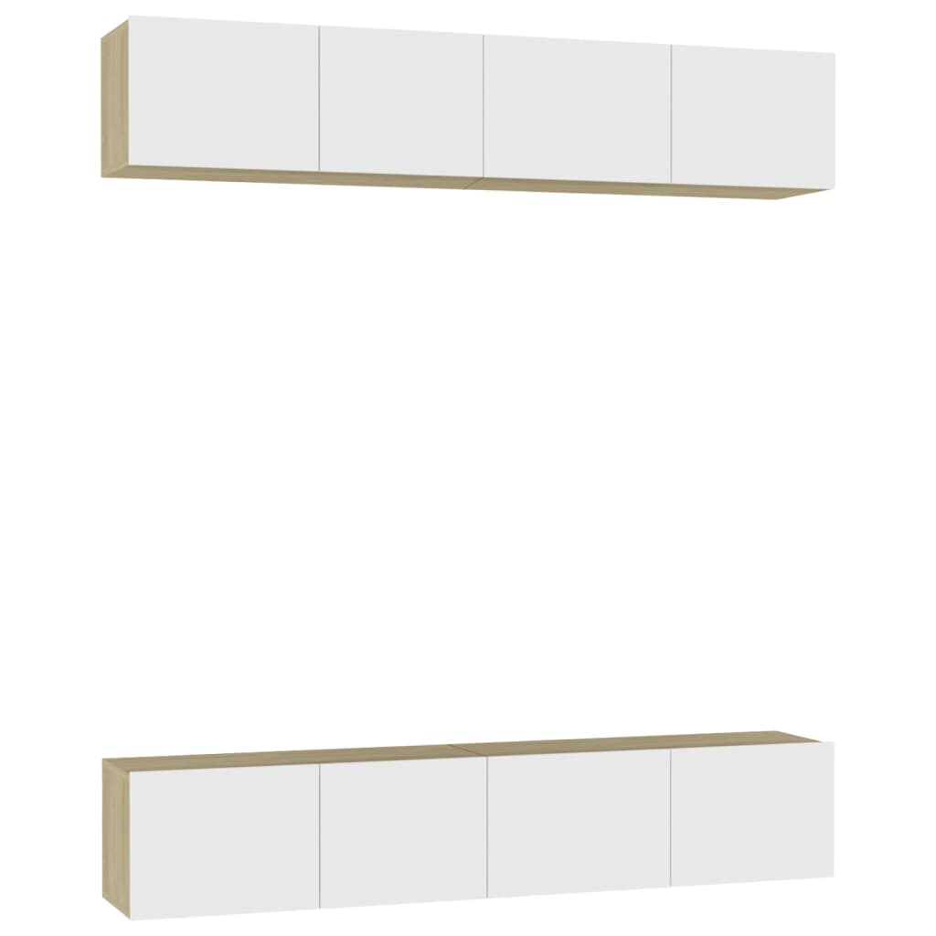 

vidaXL TV Cabinets 4 pcs White and Sonoma Oak 31.5"x11.8"x11.8" Chipboard