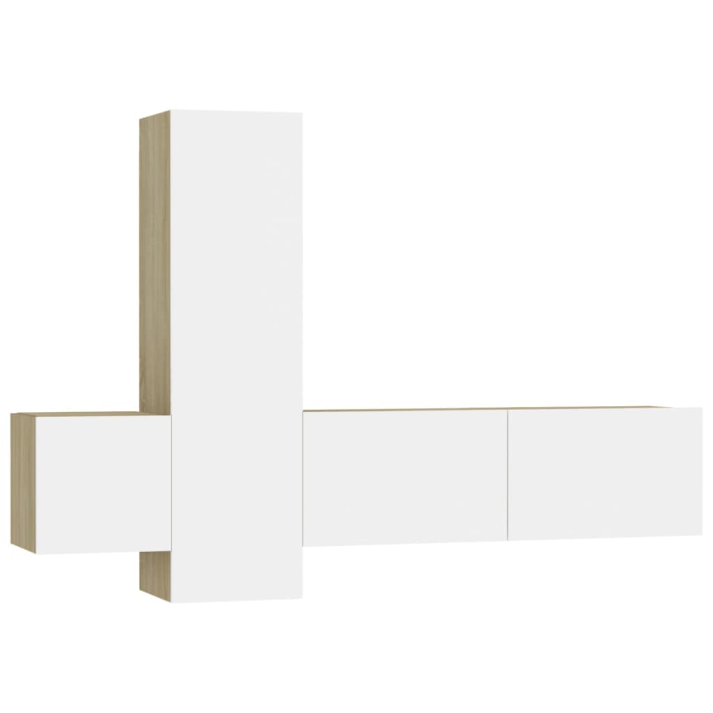 

vidaXL 3 Piece TV Cabinet Set White and Sonoma Oak Chipboard