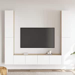 vidaXL Televizoriaus spintelių komplektas, 6 dalių, baltas/ąžuolo, MDP