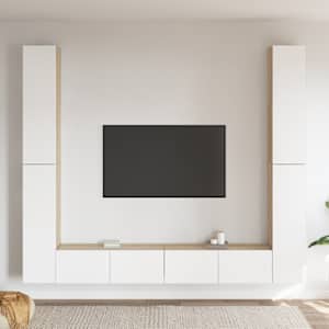 vidaXL Televizoriaus spintelių komplektas, 6 dalių, baltas/ąžuolo, MDP