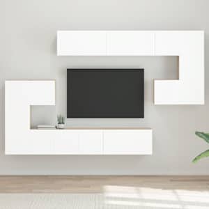 vidaXL TV spintelių komplektas, 10 dalių, baltas/ąžuolo, MDP