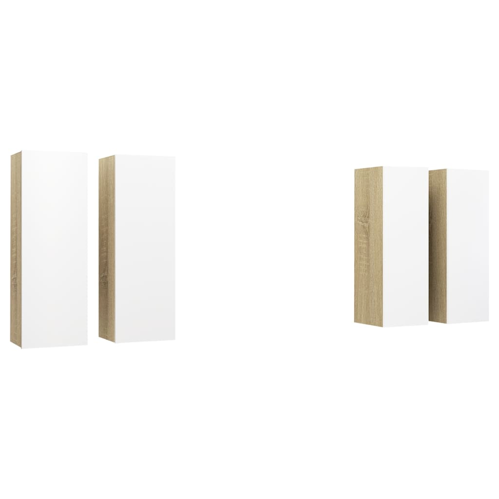 

vidaXL TV Cabinets 4 pcs White and Sonoma Oak 12"x11.8"x35.4" Engineered Wood