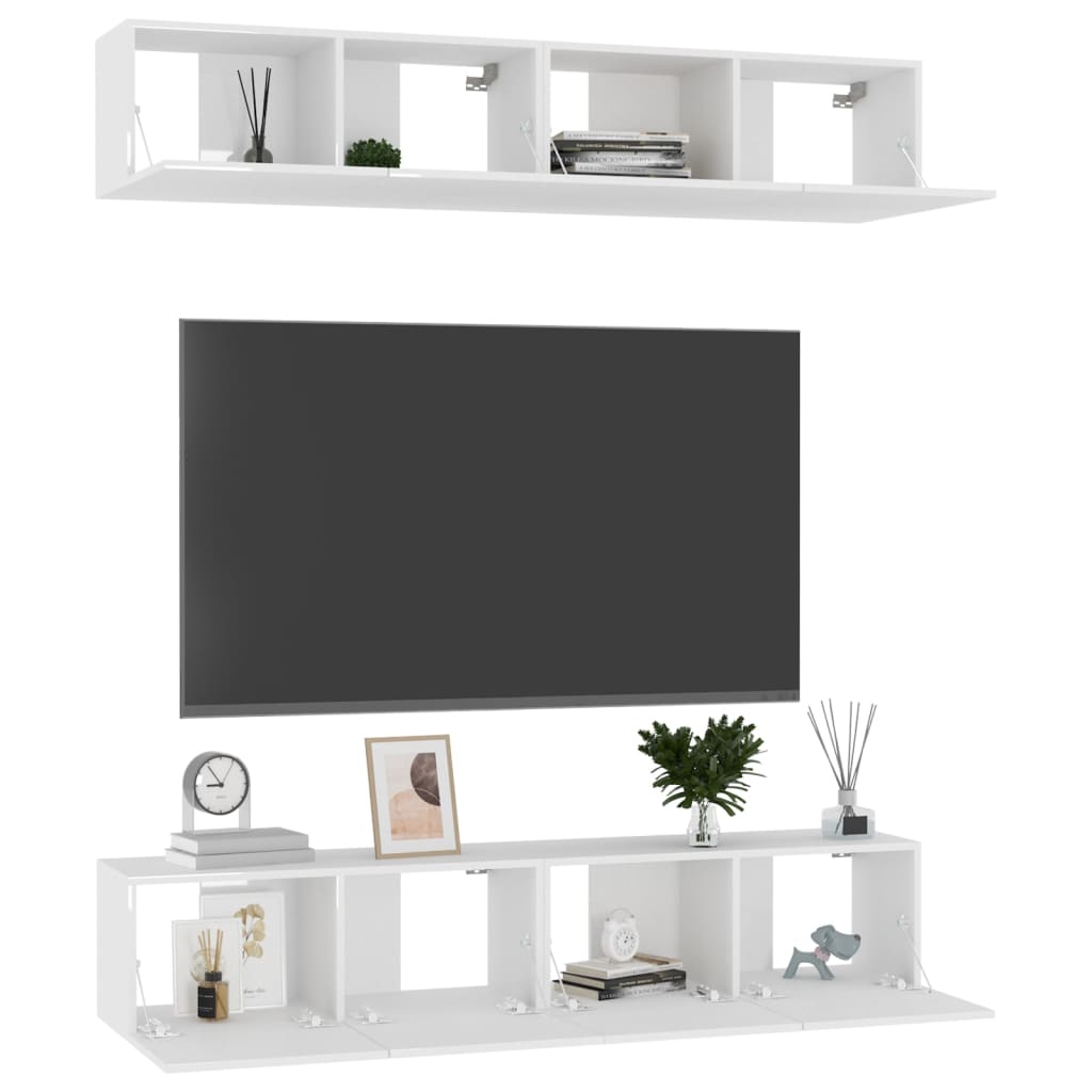 

vidaXL Tv-meubelen 4 st 80x30x30 cm spaanplaat hoogglans wit
