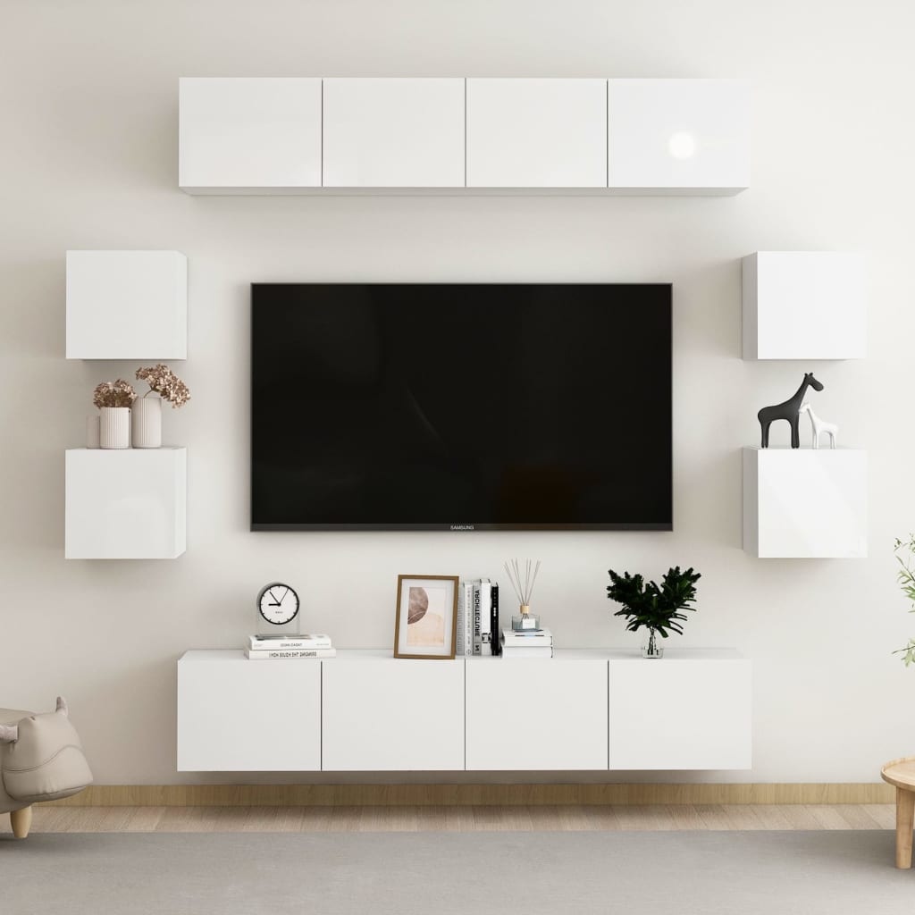 KÖPING – Ensemble de meubles TV suspendu 8 pcs Blanc brillant L | meublestv.fr 2