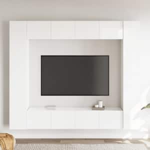 vidaXL Televizoriaus spintelių komplektas, 8 dalių, baltas, mediena