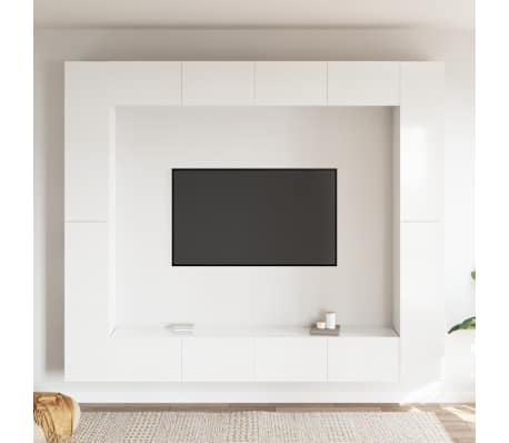 vidaXL Televizoriaus spintelių komplektas, 8 dalių, baltas, MDP