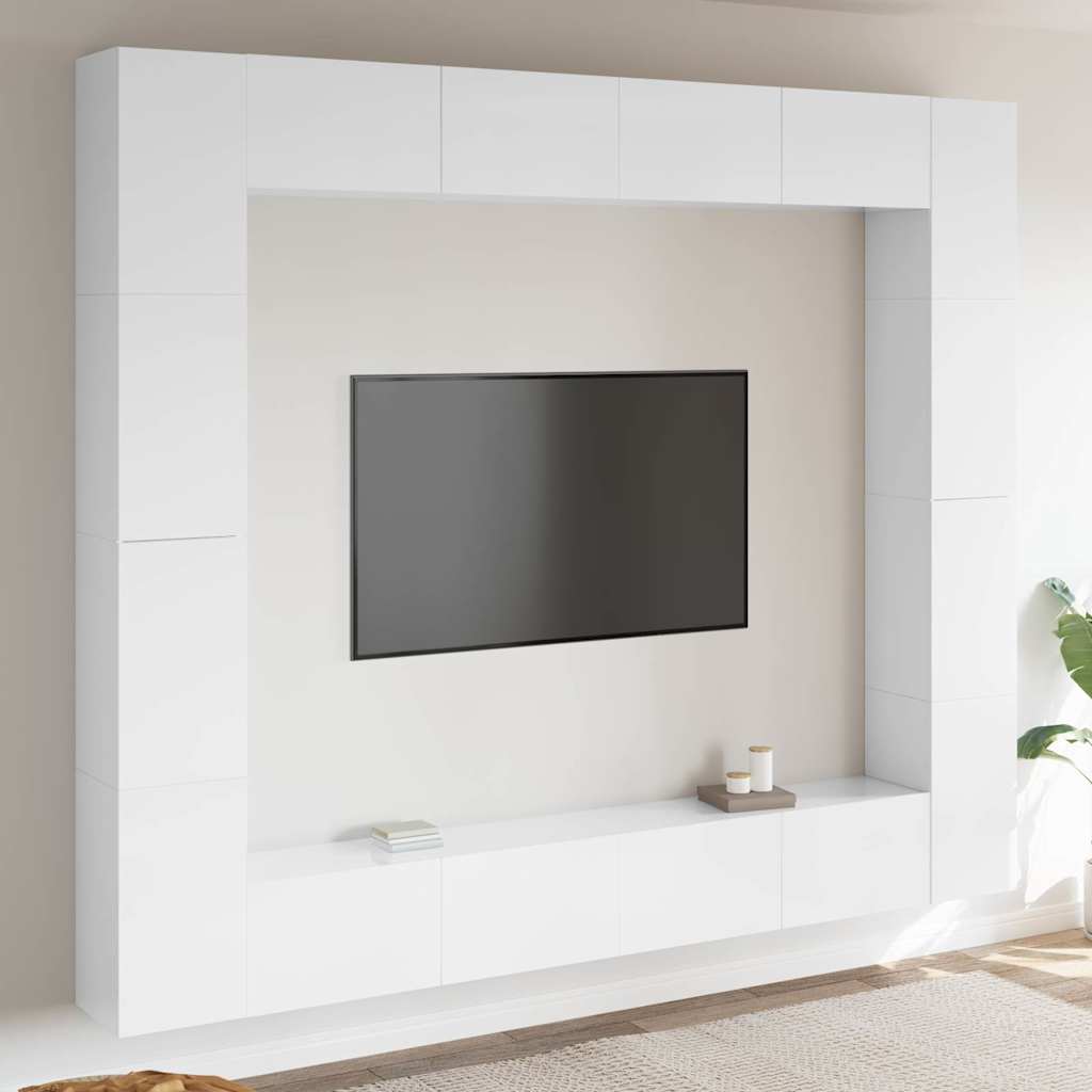 Ensemble de meubles TV 8 pcs Blanc brillant Aggloméré