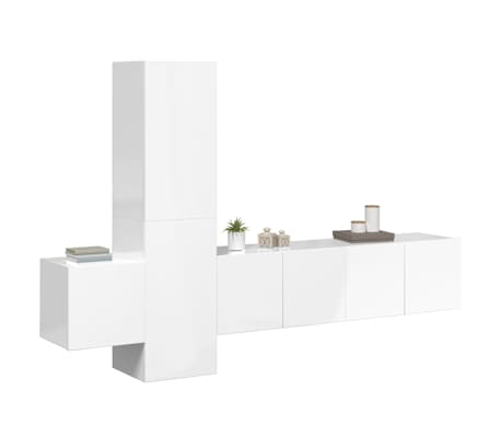 vidaXL Televizoriaus spintelių komplektas, 5 dalių, baltas, MDP