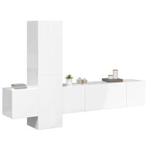 vidaXL Televizoriaus spintelių komplektas, 5 dalių, baltas, MDP