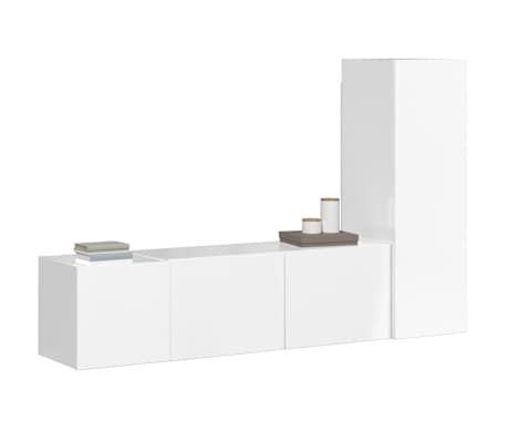 vidaXL Televizoriaus spintelių komplektas, 3 dalių, baltas, mediena