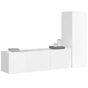 vidaXL Televizoriaus spintelių komplektas, 3 dalių, baltas, mediena