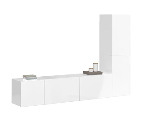 vidaXL Televizoriaus spintelių komplektas, 3 dalių, baltas, mediena