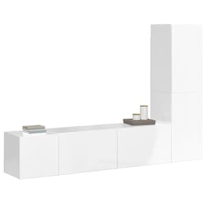 vidaXL Televizoriaus spintelių komplektas, 3 dalių, baltas, mediena