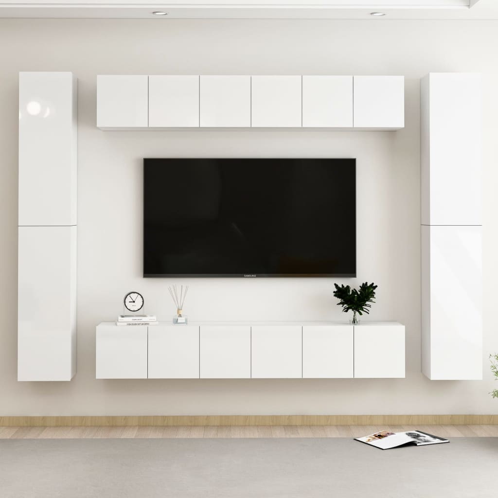 vidaXL 10dílný set TV skříněk bílý s vysokým leskem dřevotříska