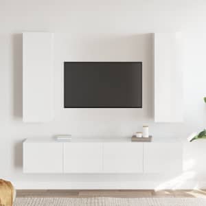 vidaXL Televizoriaus spintelių komplektas, 4 dalių, baltas, mediena