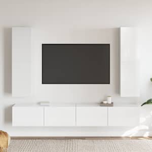 vidaXL Televizoriaus spintelių komplektas, 4 dalių, baltas, mediena