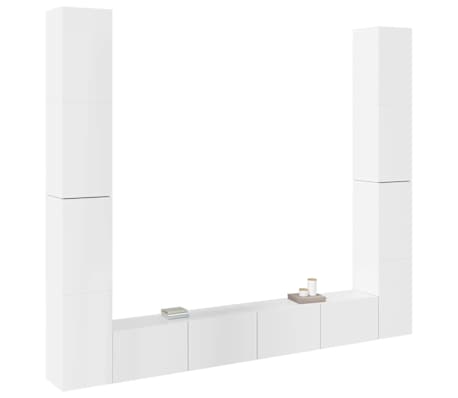 vidaXL Televizoriaus spintelių komplektas, 6 dalių, baltas, MDP