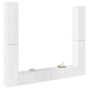 vidaXL Televizoriaus spintelių komplektas, 6 dalių, baltas, MDP