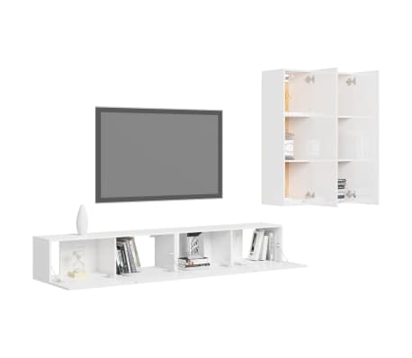 vidaXL Set di Mobili Porta TV 4 pz Bianco Lucido in Legno Multistrato