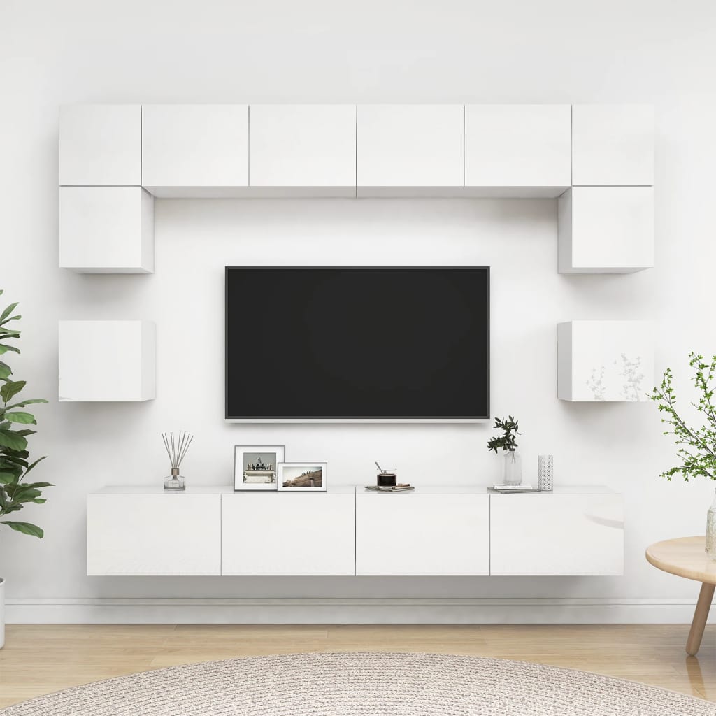 Mobile porta tv 240x41 cm in legno bianco lucido - Boras living