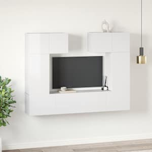 vidaXL Televizoriaus spintelių komplektas, 6 dalių, baltas, MDP