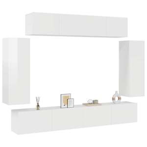 vidaXL Televizoriaus spintelių komplektas, 6 dalių, baltas, mediena