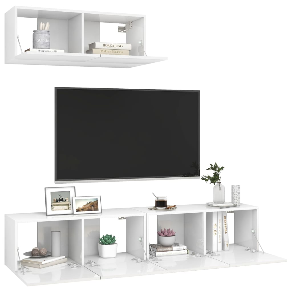 

vidaXL Tv-meubelen 3 st spaanplaat hoogglans wit