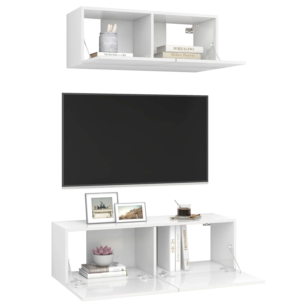 

vidaXL 2-delige Tv-meubelset spaanplaat hoogglans wit