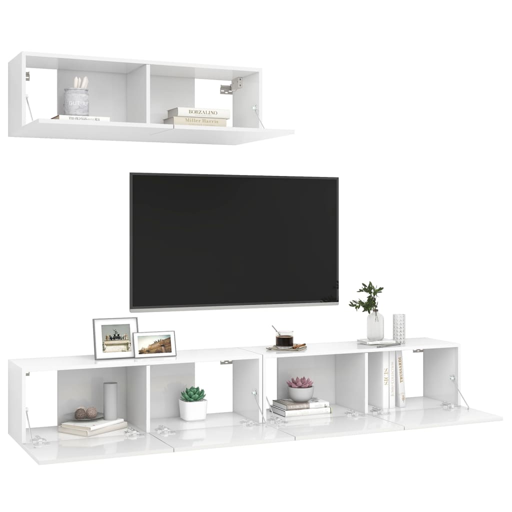 

vidaXL Tv-meubelen 3 st spaanplaat hoogglans wit