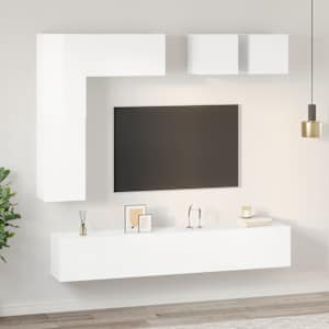 vidaXL Televizoriaus spintelių komplektas, 8 dalių, baltas, MDP