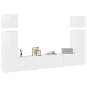 vidaXL Televizoriaus spintelių komplektas, 8 dalių, baltas, MDP
