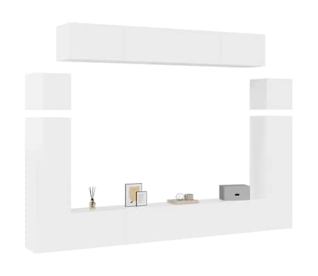 vidaXL Televizoriaus spintelių komplektas, 8 dalių, baltas, MDP