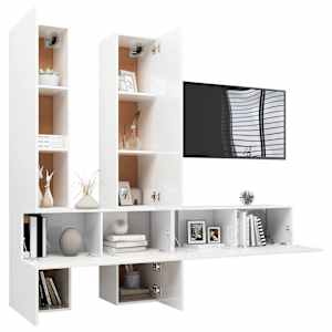 vidaXL Televizoriaus spintelių komplektas, 6 dalių, baltas, MDP